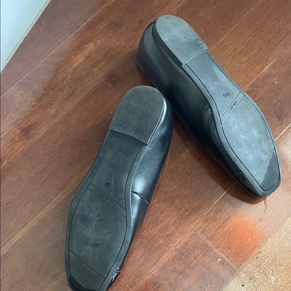 Nine West Black Women's Leather Ballet Flats with Patent Cap Toe